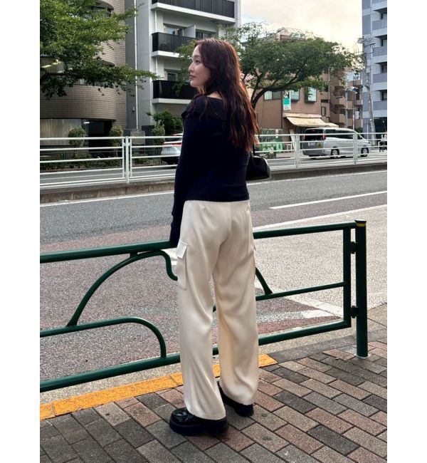 LAGUNAMOON「サテンカーゴワイドパンツ」|カーゴ|