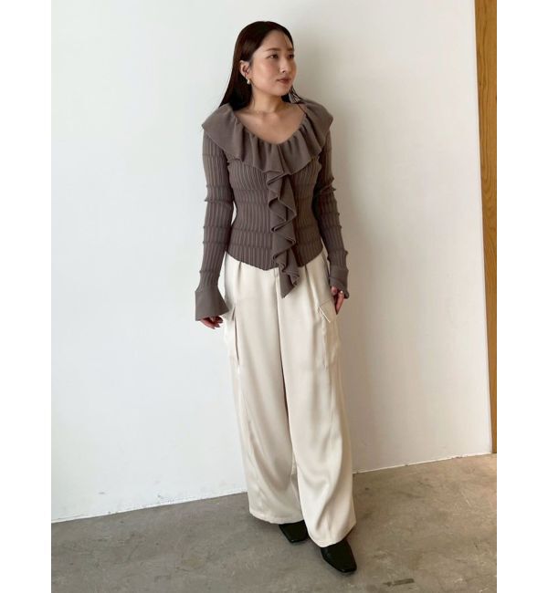 LAGUNAMOON「サテンカーゴワイドパンツ」|カーゴ|