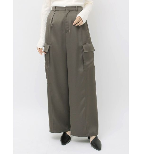 LAGUNAMOON「サテンカーゴワイドパンツ」|カーゴ|