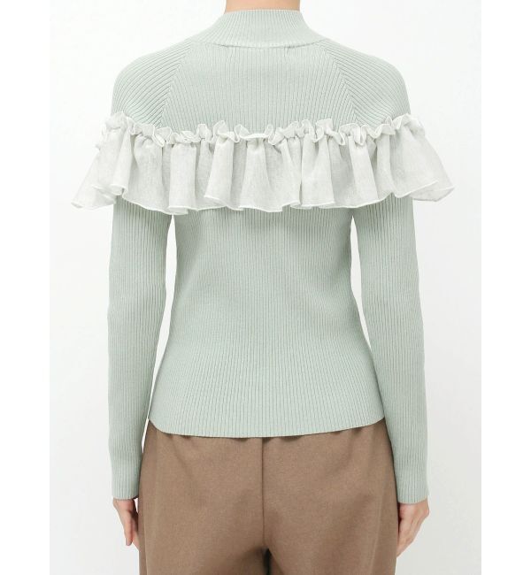 LAGUNAMOON「バイカラーラッフルニットプルオーバー」|ニット・セーター|