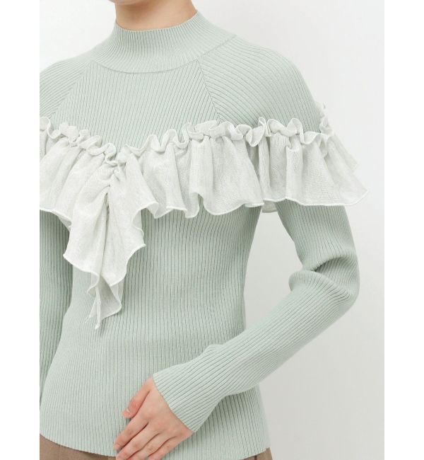 LAGUNAMOON「バイカラーラッフルニットプルオーバー」|ニット・セーター|