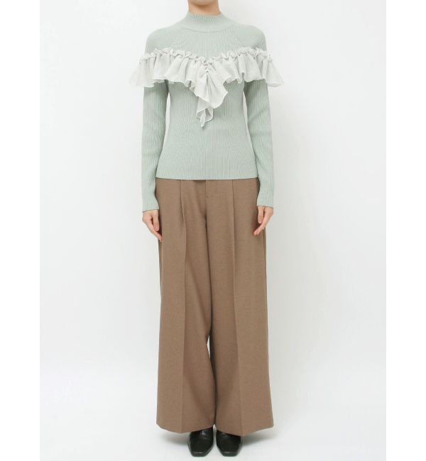 LAGUNAMOON「バイカラーラッフルニットプルオーバー」|ニット・セーター|