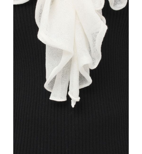 LAGUNAMOON「バイカラーラッフルニットプルオーバー」|ニット・セーター|