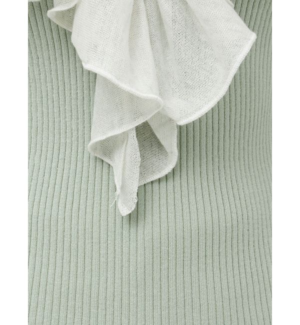 LAGUNAMOON「バイカラーラッフルニットプルオーバー」|ニット・セーター|