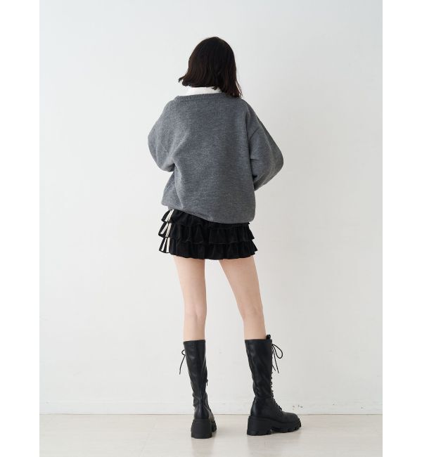 jouetie「ベロアラインティアードミニスカート【セットアップ対応】」|スカート|