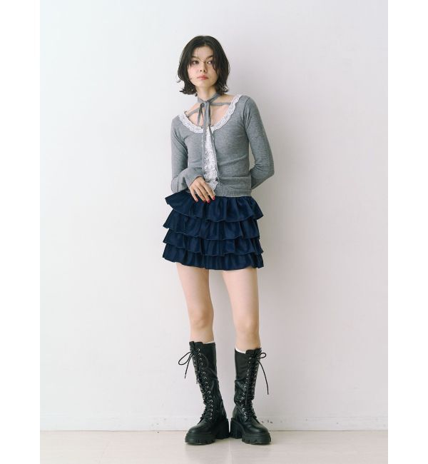 jouetie「ベロアラインティアードミニスカート【セットアップ対応】」|スカート|