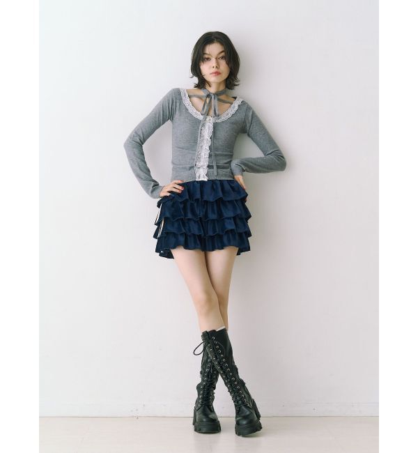 jouetie「ベロアラインティアードミニスカート【セットアップ対応】」|スカート|