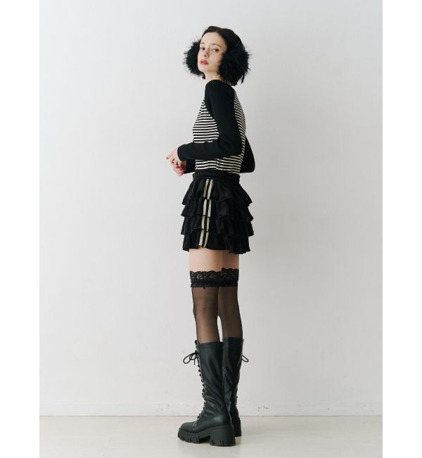 jouetie「ベロアラインティアードミニスカート【セットアップ対応】」|スカート|