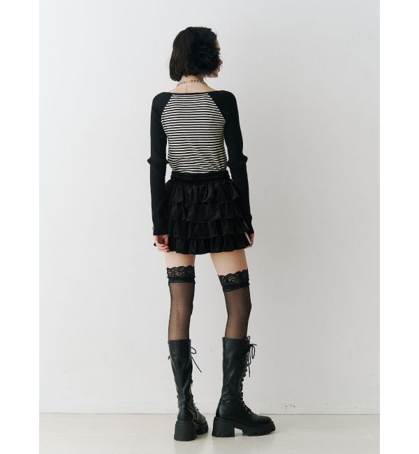jouetie「ベロアラインティアードミニスカート【セットアップ対応】」|スカート|