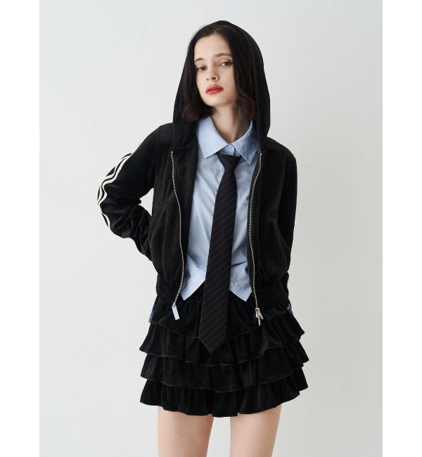 jouetie「ベロアラインティアードミニスカート【セットアップ対応】」|スカート|