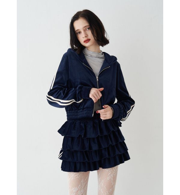 jouetie「ベロアラインティアードミニスカート【セットアップ対応】」|スカート|