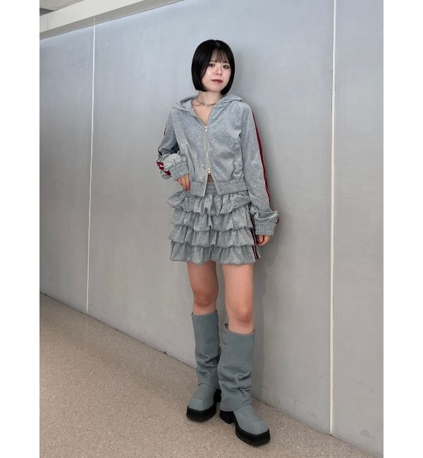 jouetie「ベロアラインティアードミニスカート【セットアップ対応】」|スカート|