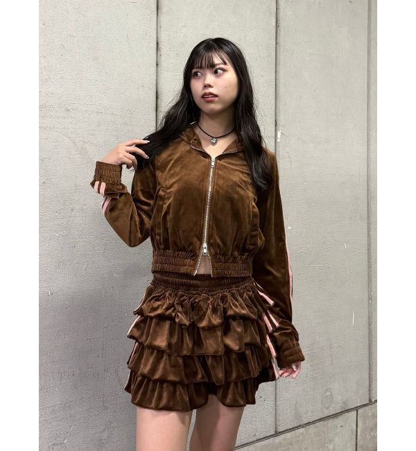 jouetie「ベロアラインティアードミニスカート【セットアップ対応】」|スカート|
