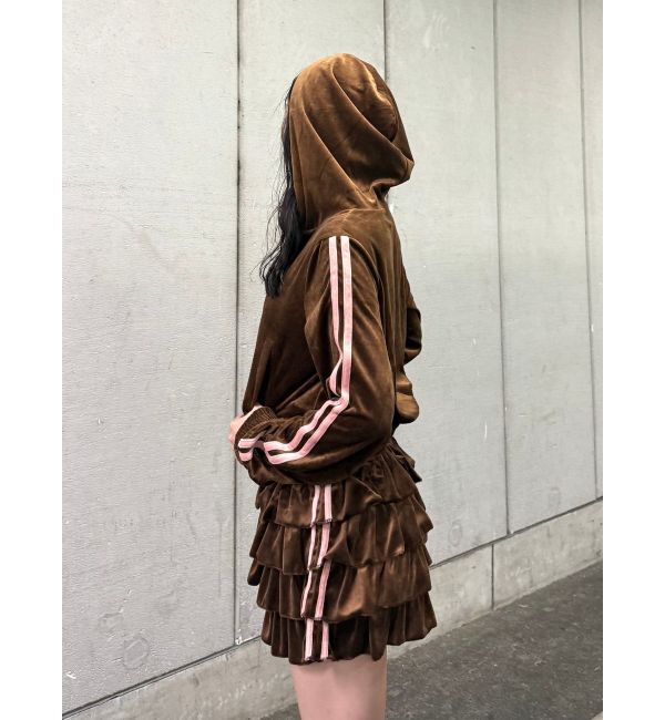 jouetie「ベロアラインティアードミニスカート【セットアップ対応】」|スカート|