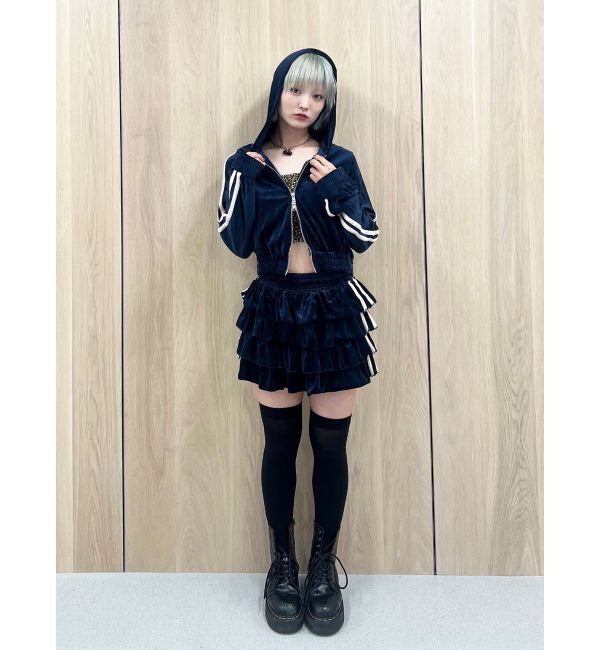jouetie「ベロアラインティアードミニスカート【セットアップ対応】」|スカート|