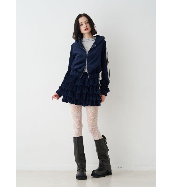 jouetie「ベロアラインティアードミニスカート【セットアップ対応】」|スカート|