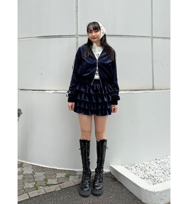 jouetie「ベロアラインティアードミニスカート【セットアップ対応】」|スカート|