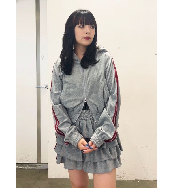 jouetie「ベロアラインティアードミニスカート【セットアップ対応】」|スカート|