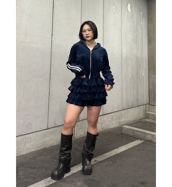 jouetie「ベロアラインティアードミニスカート【セットアップ対応】」|スカート|