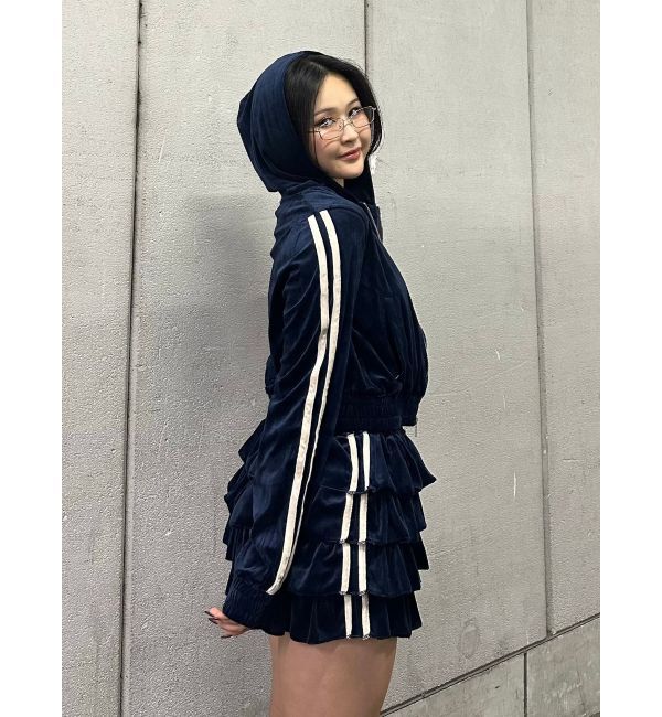 jouetie「ベロアラインティアードミニスカート【セットアップ対応】」|スカート|