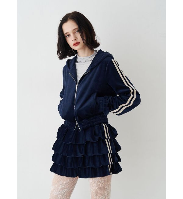 jouetie「ベロアラインティアードミニスカート【セットアップ対応】」|スカート|