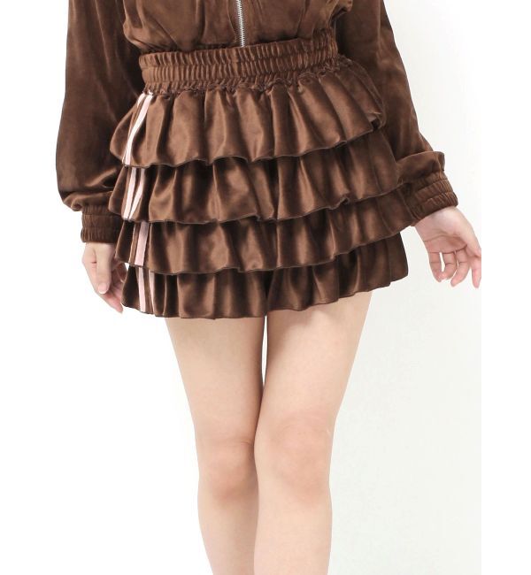 jouetie「ベロアラインティアードミニスカート【セットアップ対応】」|スカート|