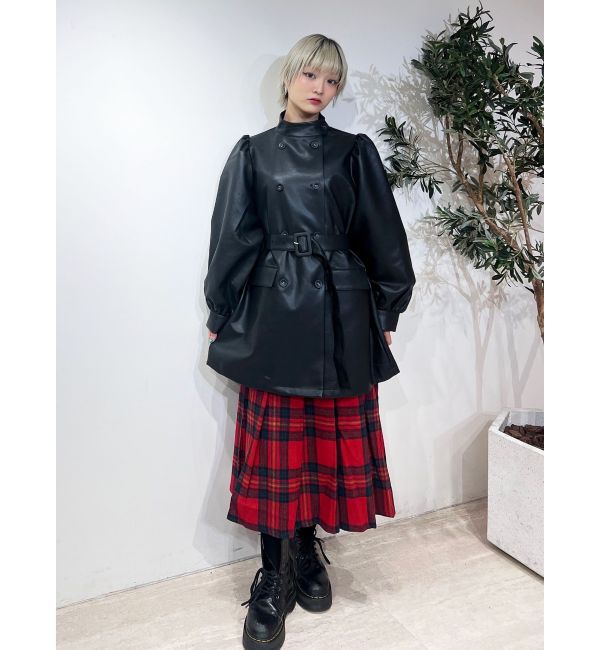 jouetie「フェイクレザーAラインジャケット」|ライダースジャケット|