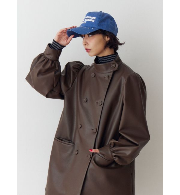 jouetie「フェイクレザーAラインジャケット」|ライダースジャケット|