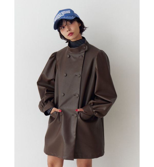 jouetie「フェイクレザーAラインジャケット」|ライダースジャケット|