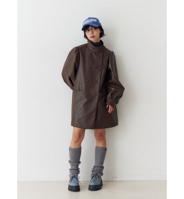 jouetie「フェイクレザーAラインジャケット」|ライダースジャケット|