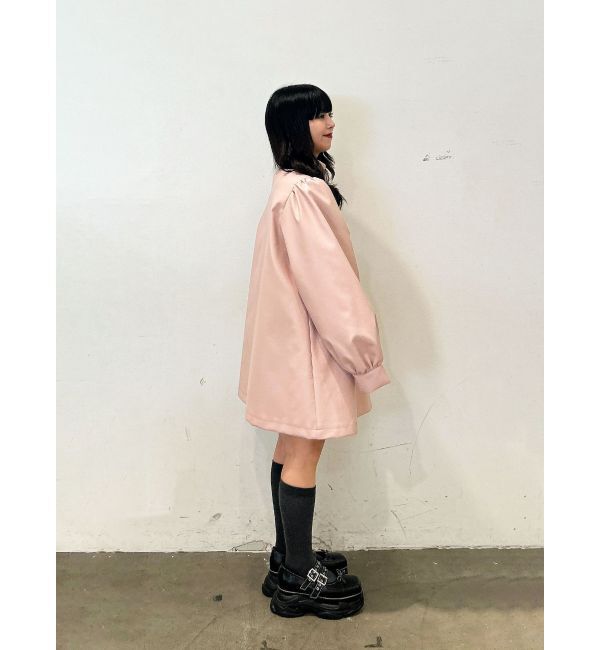 jouetie「フェイクレザーAラインジャケット」|ライダースジャケット|