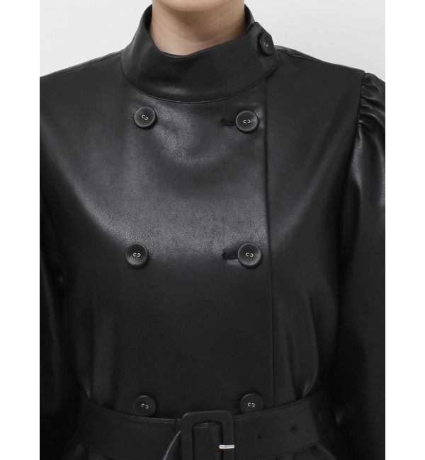 jouetie「フェイクレザーAラインジャケット」|ライダースジャケット|