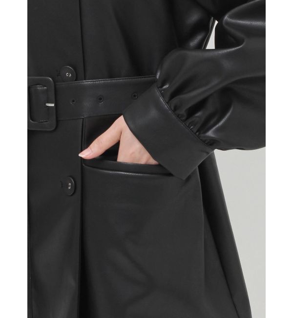 jouetie「フェイクレザーAラインジャケット」|ライダースジャケット|