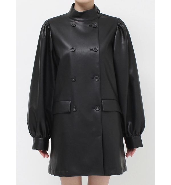 jouetie「フェイクレザーAラインジャケット」|ライダースジャケット|