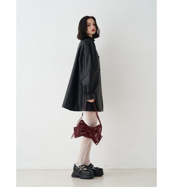 jouetie「フェイクレザーAラインジャケット」|ライダースジャケット|