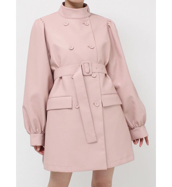 jouetie「フェイクレザーAラインジャケット」|ライダースジャケット|