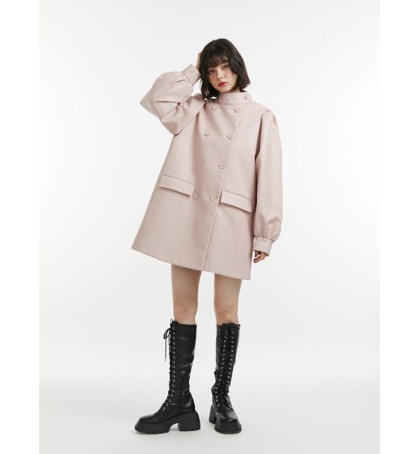 jouetie「フェイクレザーAラインジャケット」|ライダースジャケット|