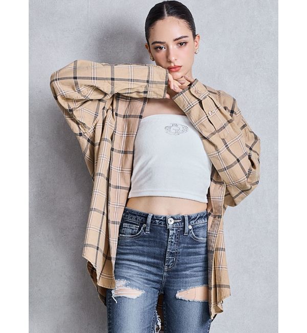 GYDA「Trad comfort checkシャツ」|シャツ・ブラウス|ベージュ