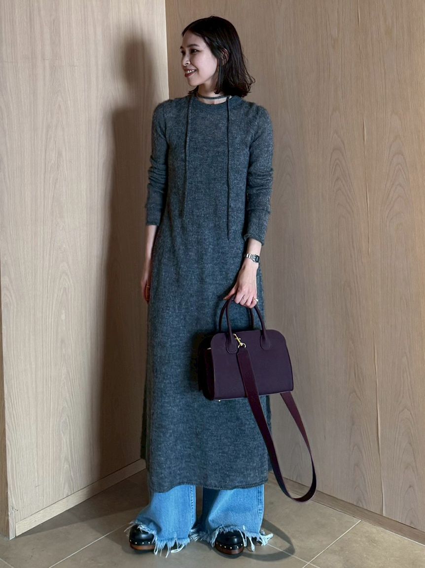 Mila Owen「裾フリンジクロップドフレアデニムパンツ」|デニム|