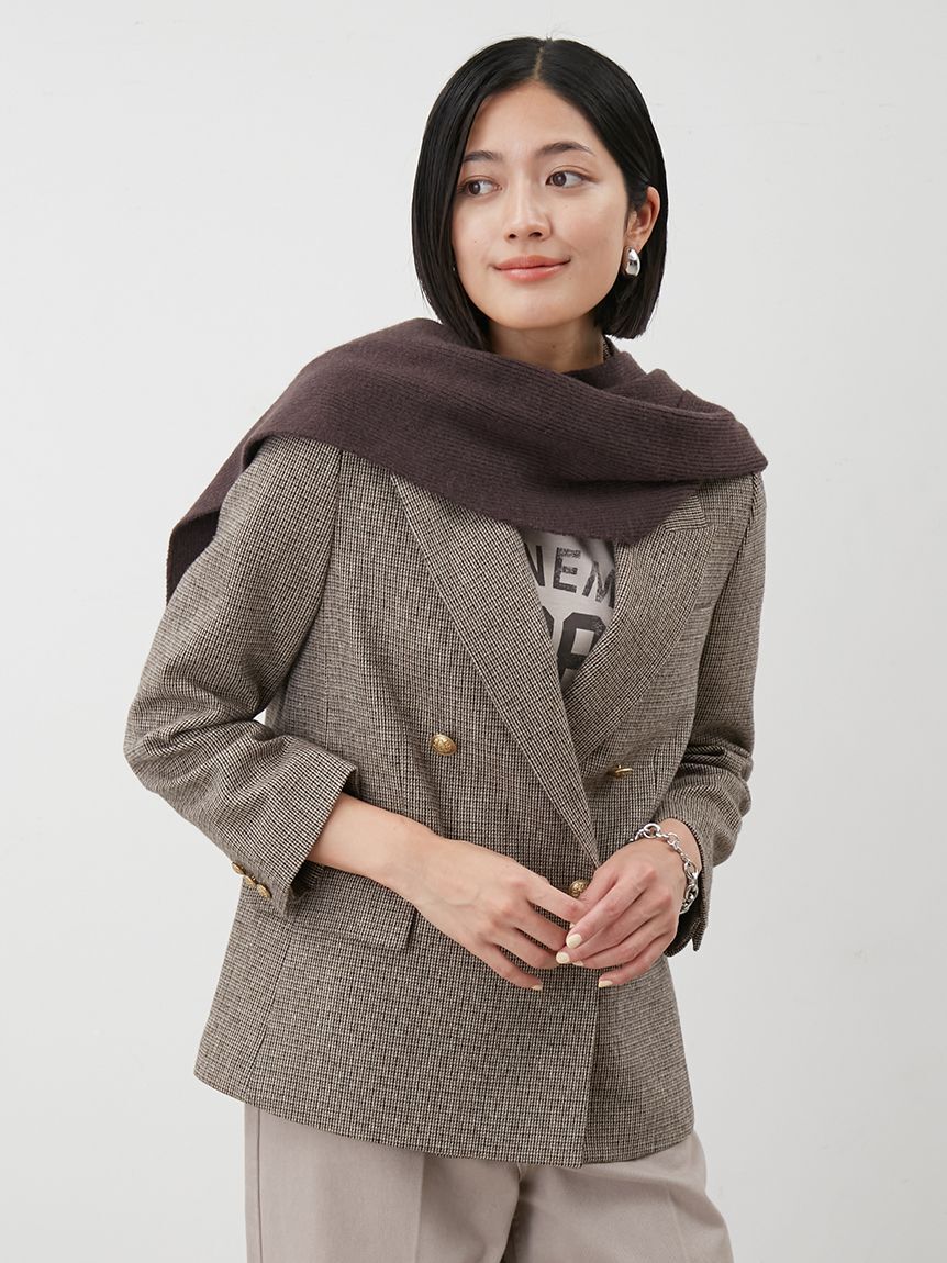 Mila Owen「リブニットフーディマフラー」|マフラー|