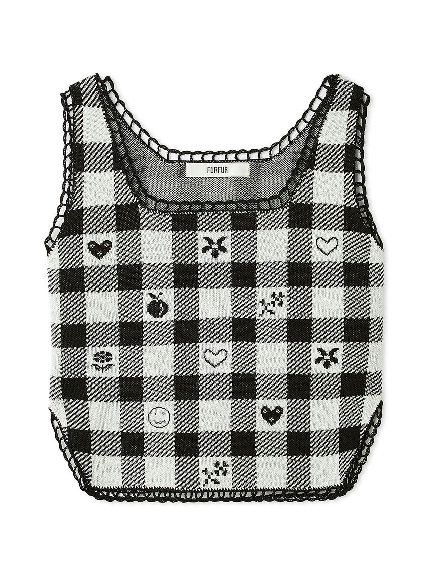 FURFUR「ギンガムジャガードプルオーバー」|ニット・セーター|BLK