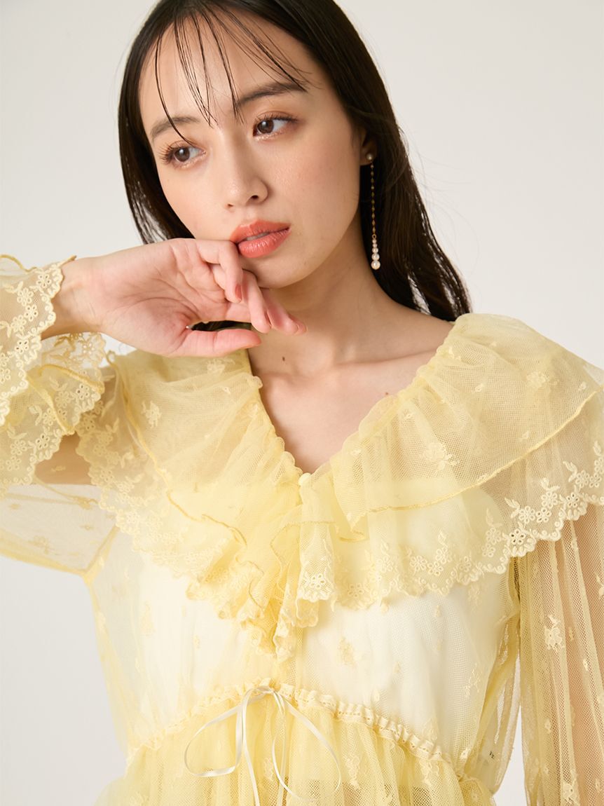 FRAY I.D「ラッフルデザインチュールエンブロイダリーブラウス」|シャツ・ブラウス|