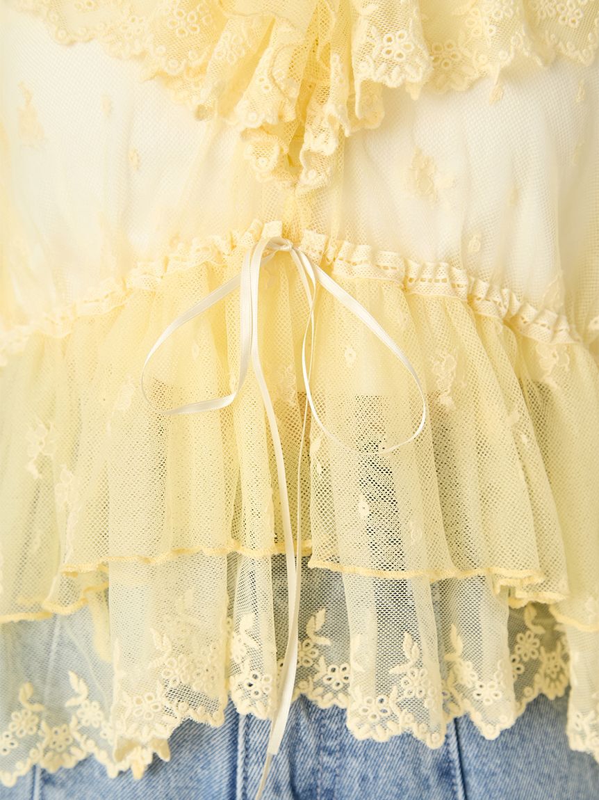 FRAY I.D「ラッフルデザインチュールエンブロイダリーブラウス」|シャツ・ブラウス|