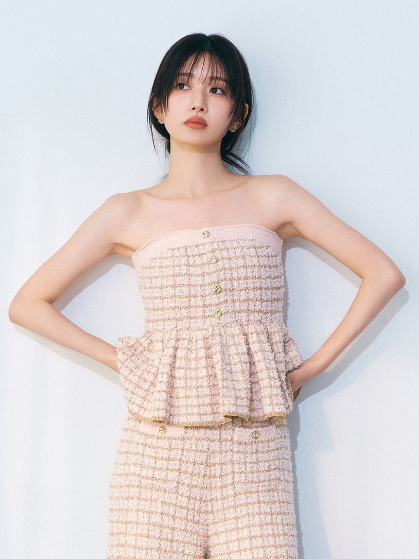 LILY BROWN「ツイードニットペプラムビスチェ」|ベスト・ジレ|