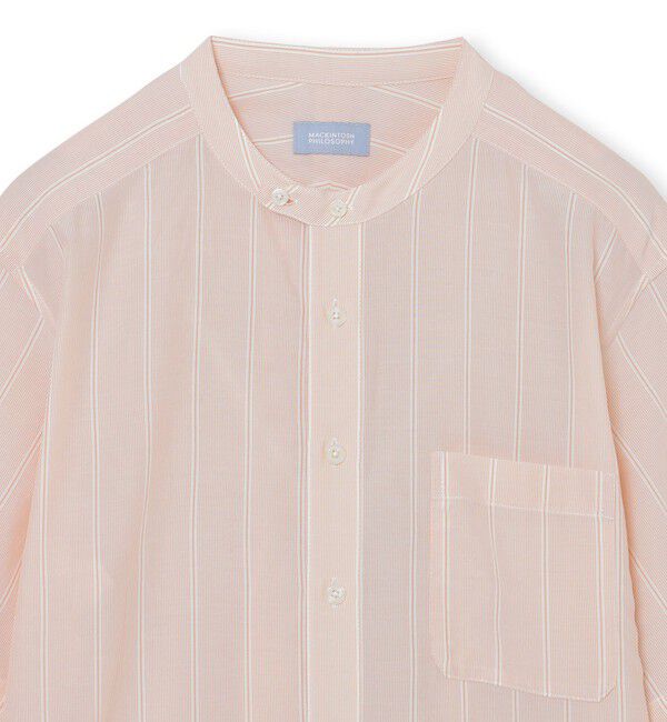 MACKINTOSH PHILOSOPHY「GREY LABEL ストライプバンドカラー半袖シャツ」|シャツ・ブラウス|