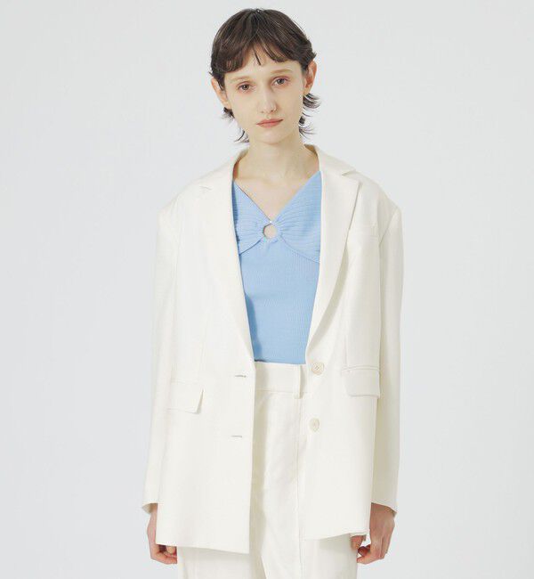  「【セットアップ対応】オックスリネーラジャケット」|テーラードジャケット|ホワイト