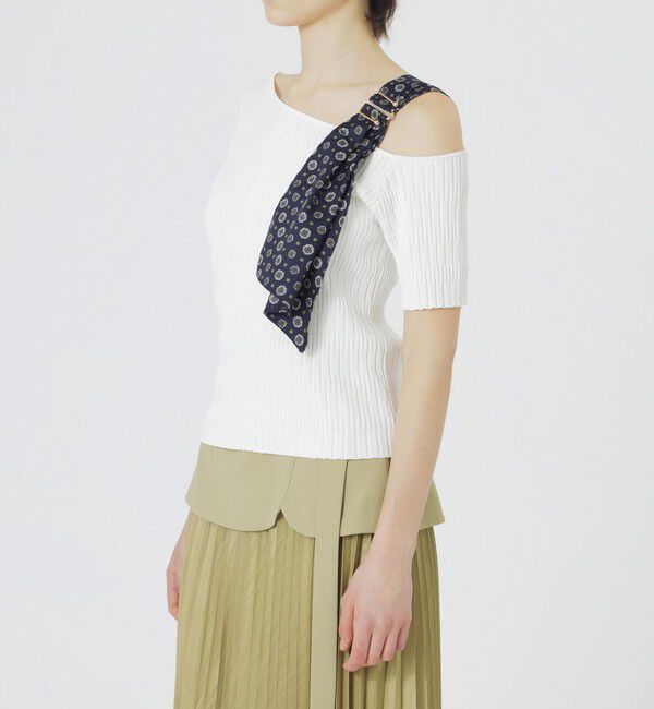  「スカーフコンビカットアウトニット」|ニット・セーター|