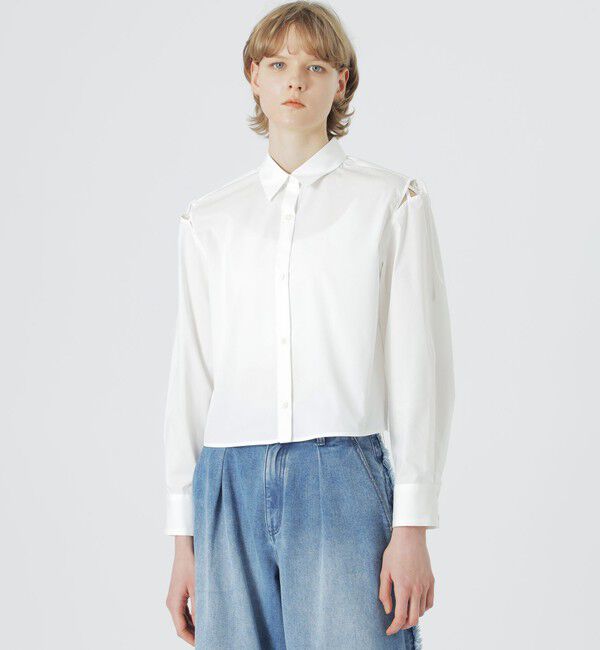  「ショルダーカットアウトシャツ」|シャツ・ブラウス|ホワイト