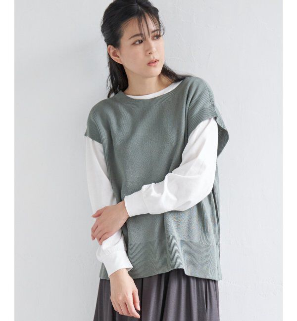 ikka「【2点セット】3WAYニットベストアンサンブル」|ニット・セーター|ミントグリン