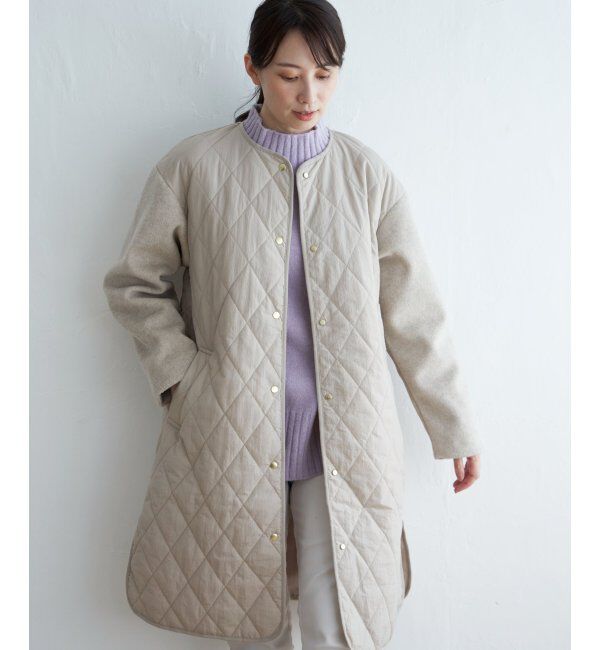 ikka「【雑誌InRed12月号掲載】 切り替えキルティング軽量コート」|その他|ベージュ